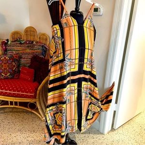 NANETTE LEPORE Long Print handkerchief hem Dress! Like new! Spaghetti straps